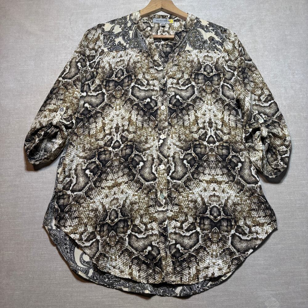 Anthropologie Figueroa & Flower Snake Paisley Print Top Small Glam Rock Chic